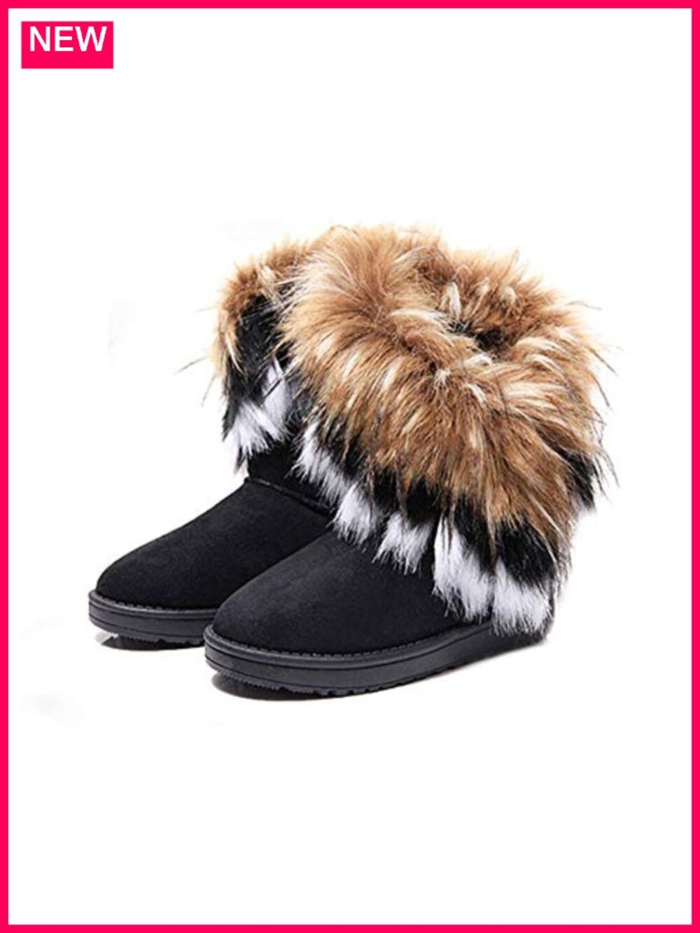Faux Suede & Faux Fur Tassel Ankle Snow Boots Slip-On
